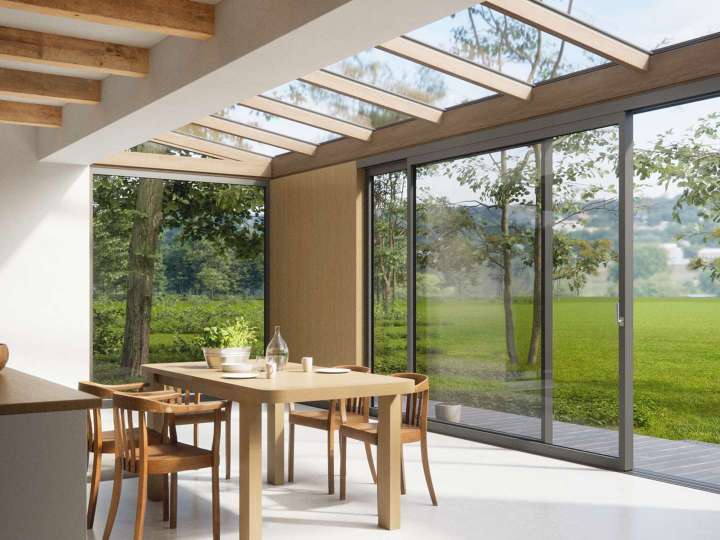 Sicherheit und Transparenz vereint: Die Schiebetür Ecoline S von Solarlux ist RC2-zertifiziert.  Bildnachweis: Alek Pluta